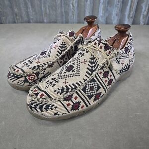 Roper Shoes Chillin Aztec Tan Slip On Canvas Casual Moc Loafers Womens 9.5